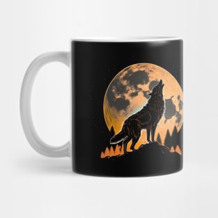 Howling Wolf At The Moon Night Wolf For Wolf Lovers And Moon Outdoors Addicts Mug